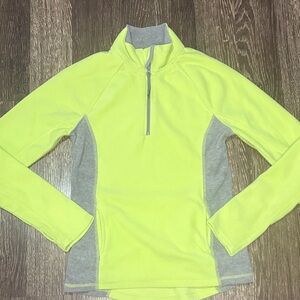 Juniors green and gray fleece quarter zip sweatshirt size medium